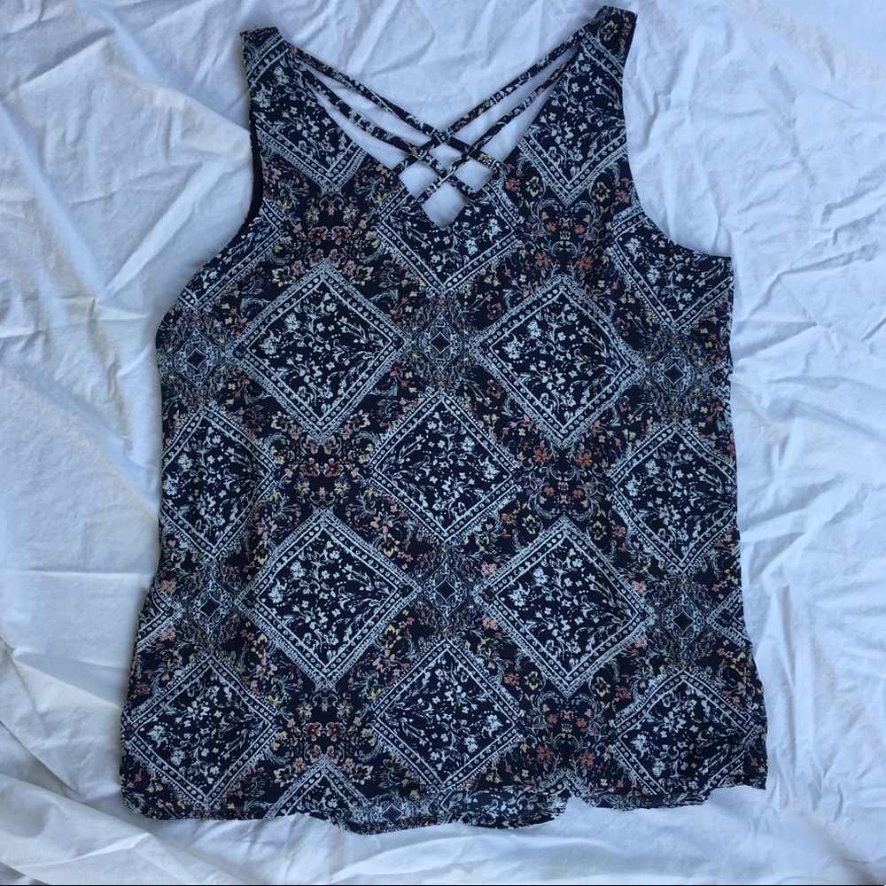 Maurice’s spring floral tank top, cross-cross back